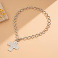 Hammered Cross Toggle Necklace