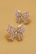 Mini Pearly Bow Ribbon Gold Earrings
