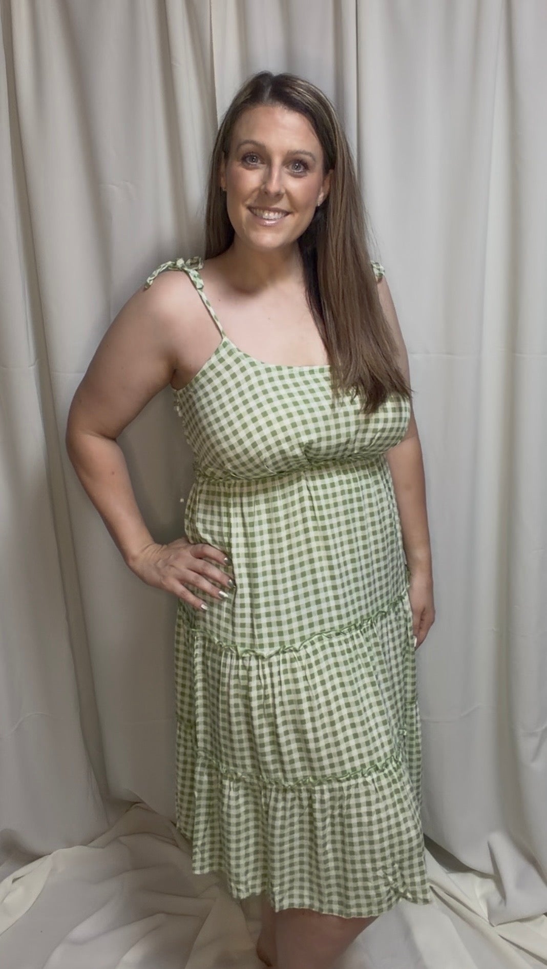 Shoulder Tie Midi Dress