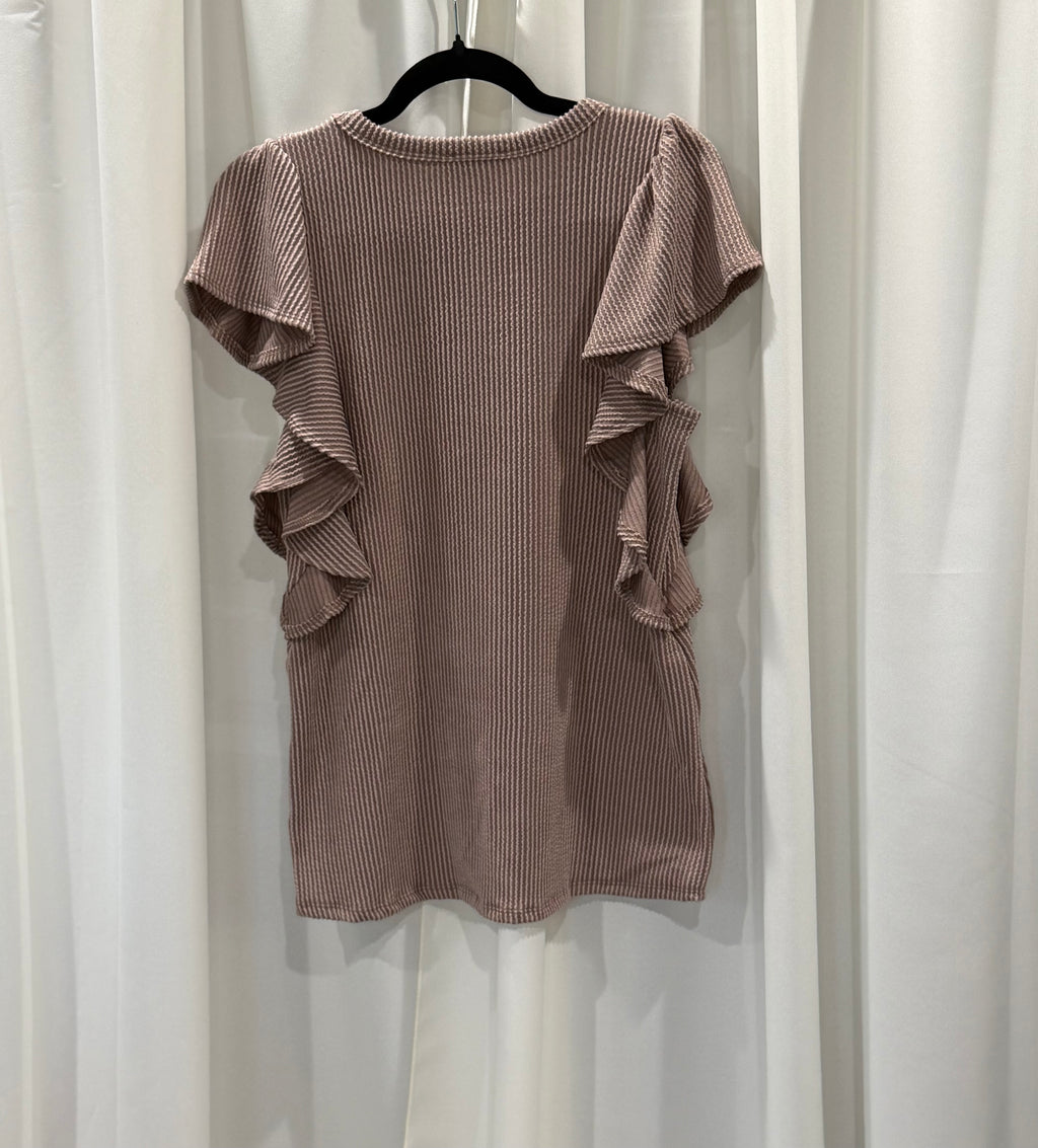 SHORT RUFFLED SLEEVE TOP (Plus Size Available)