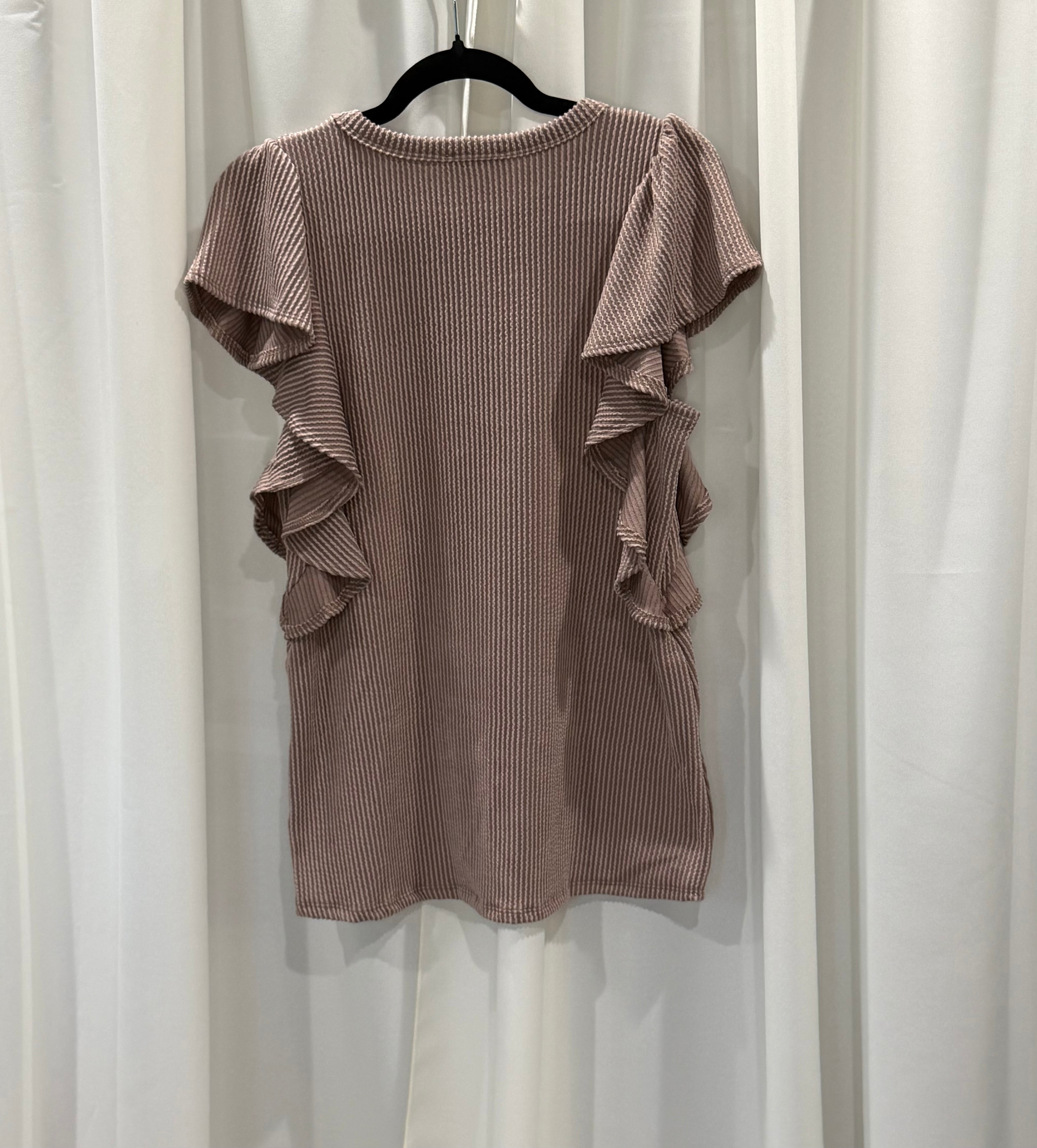 SHORT RUFFLED SLEEVE TOP (Plus Size Available)