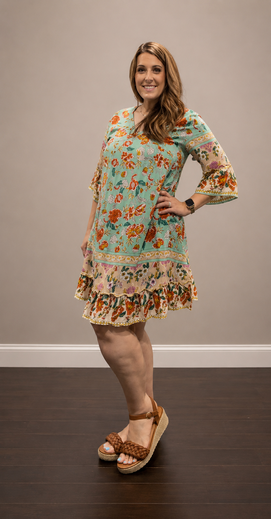 Boho Floral Bloom Ruffled Dress