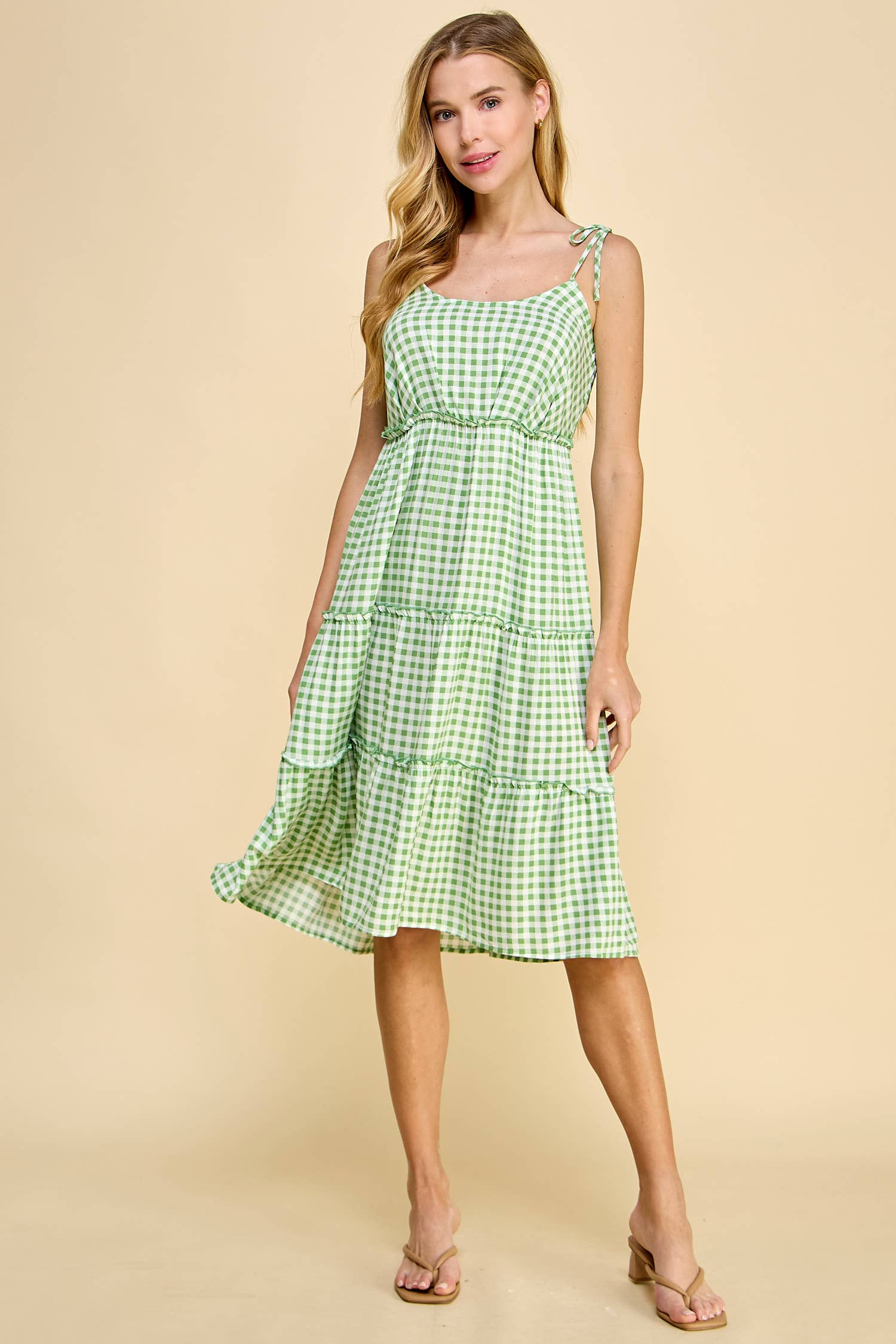 Shoulder Tie Midi Dress
