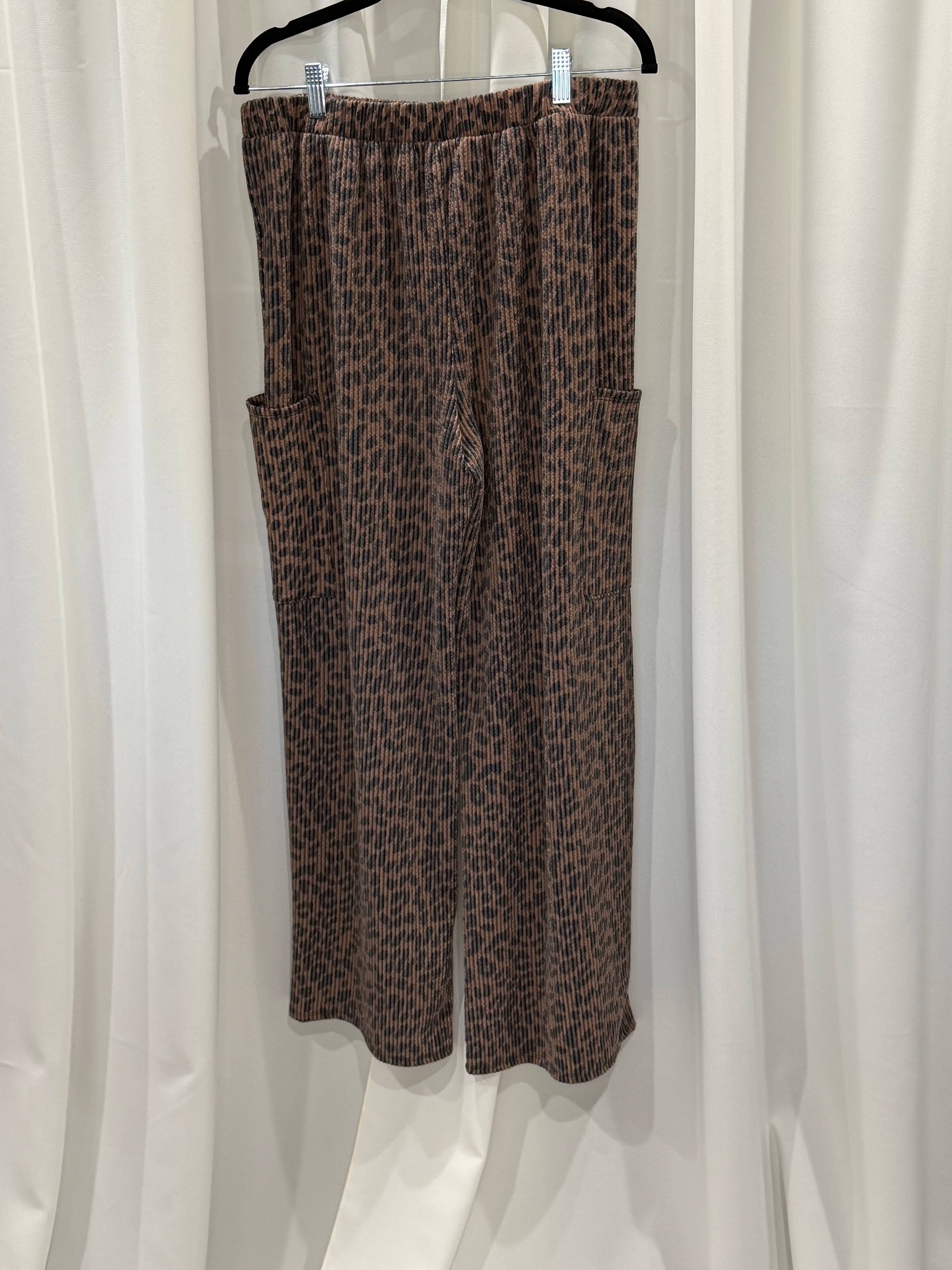 Animal Print Ribbed Pants Plus Size