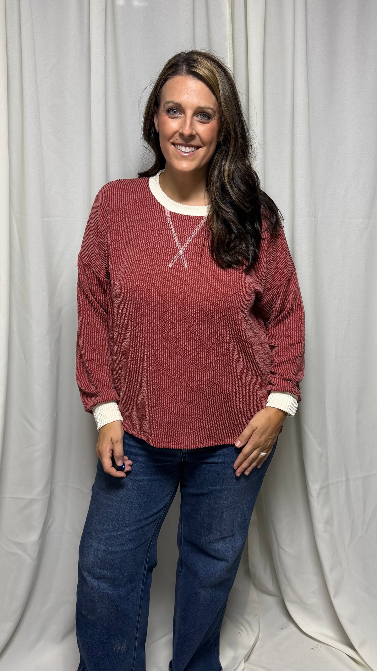 Cozy Rust Ribbed Top