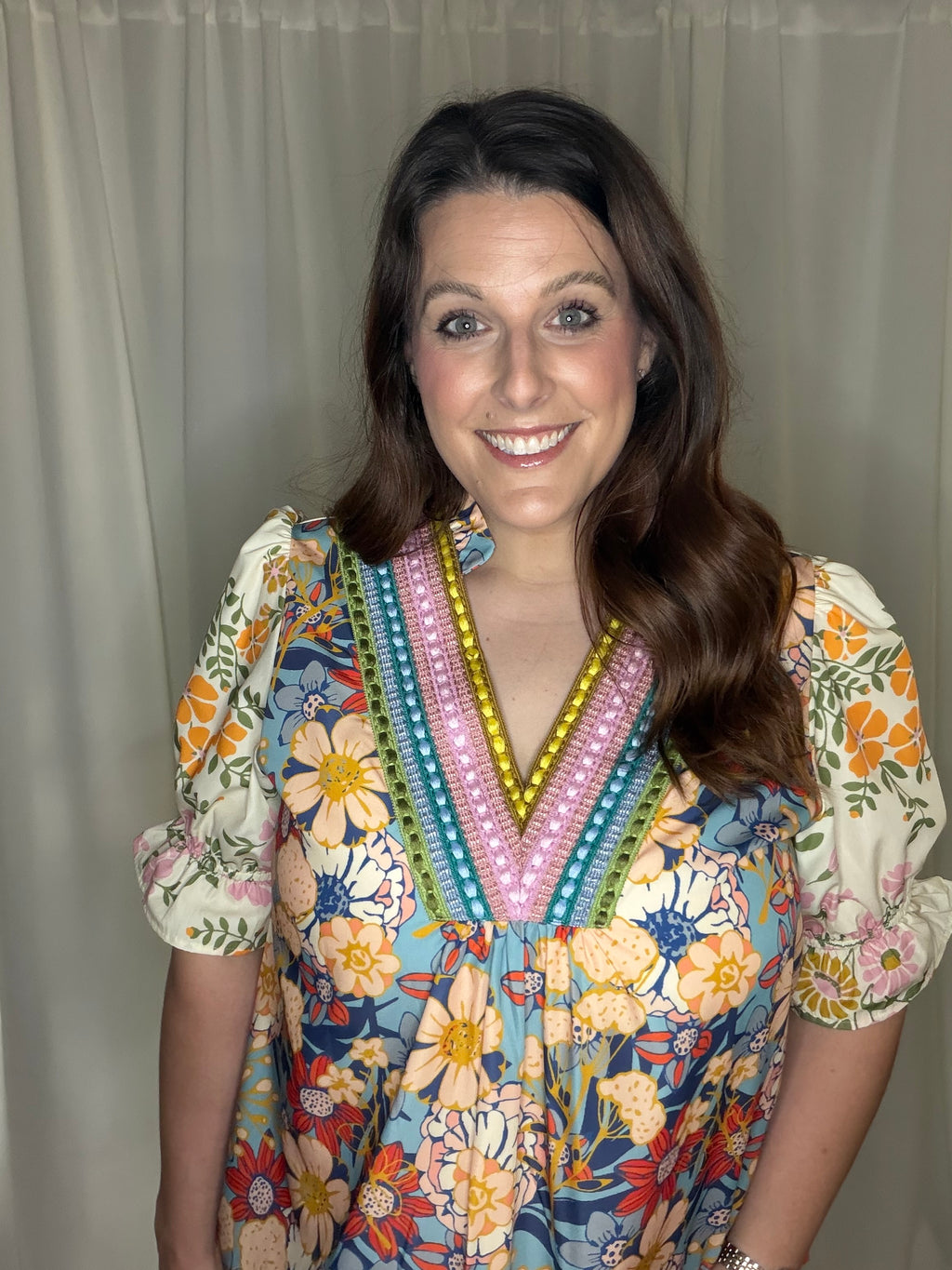 Crochet Boho Half Sleeve Floral Blouse