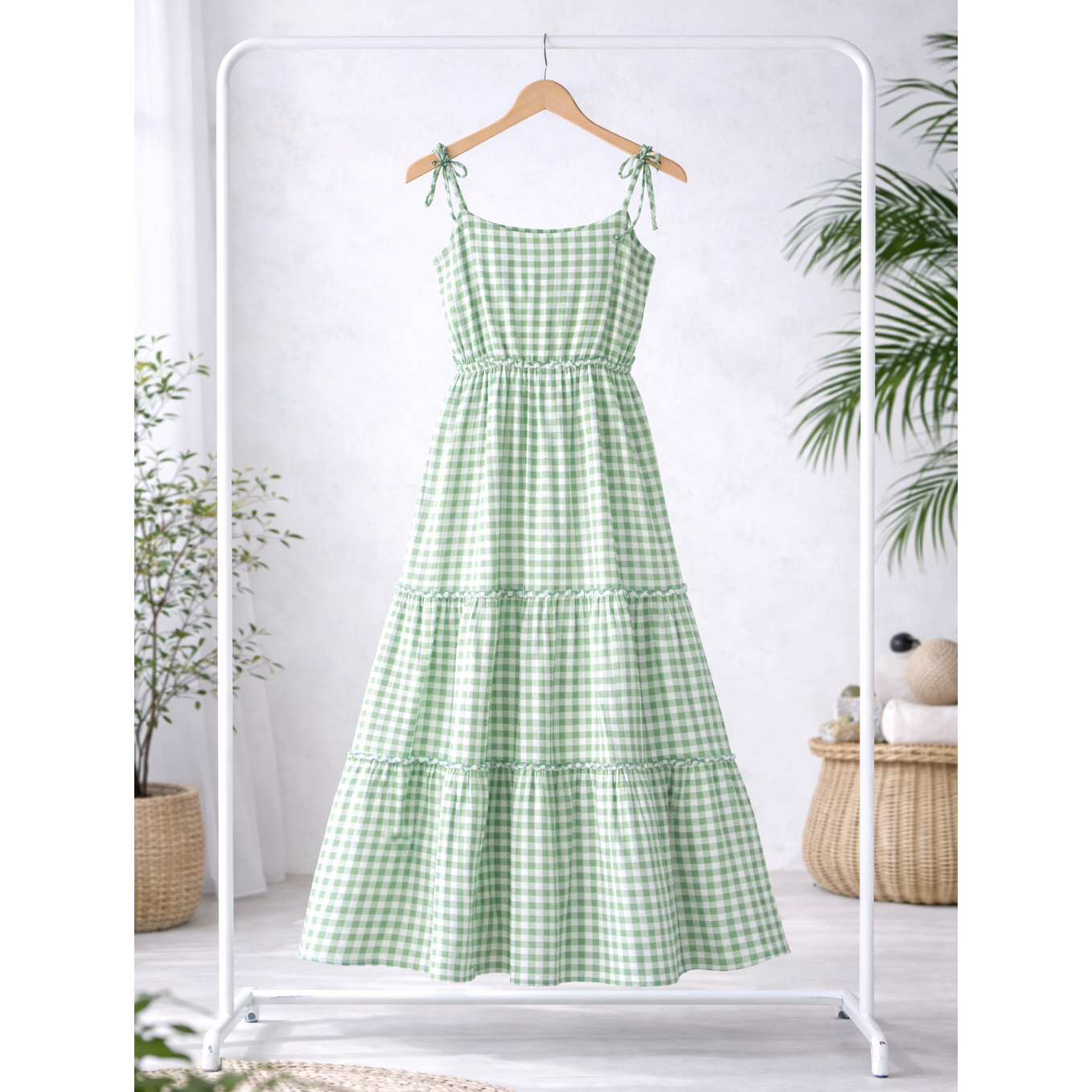Shoulder Tie Midi Dress