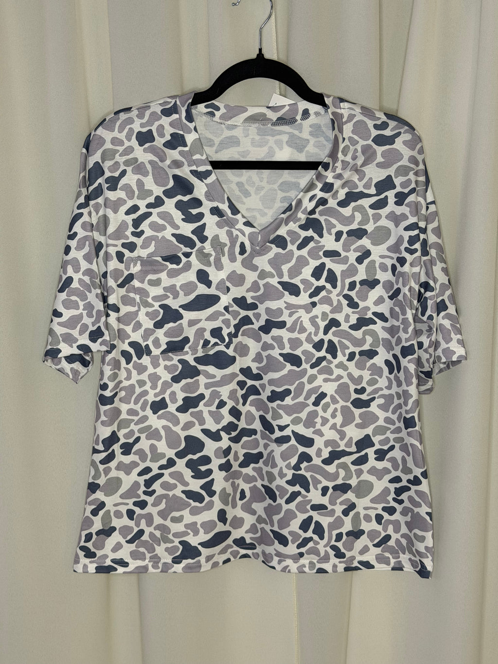 Camouflage V Neck Pocket Tee
