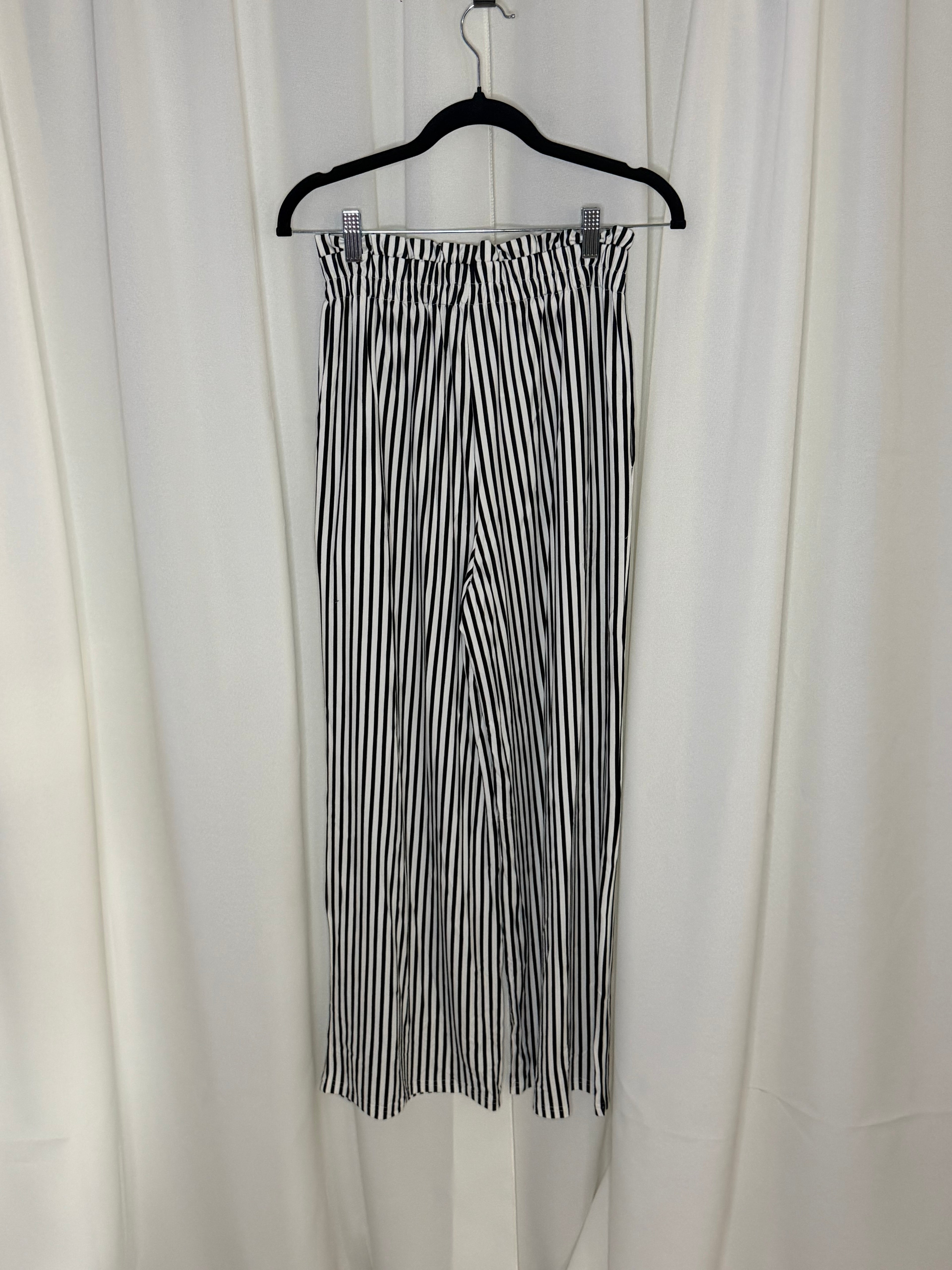 Stripe Tied High Waist Pants