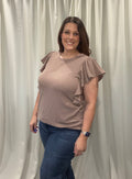 SHORT RUFFLED SLEEVE TOP (Plus Size Available)