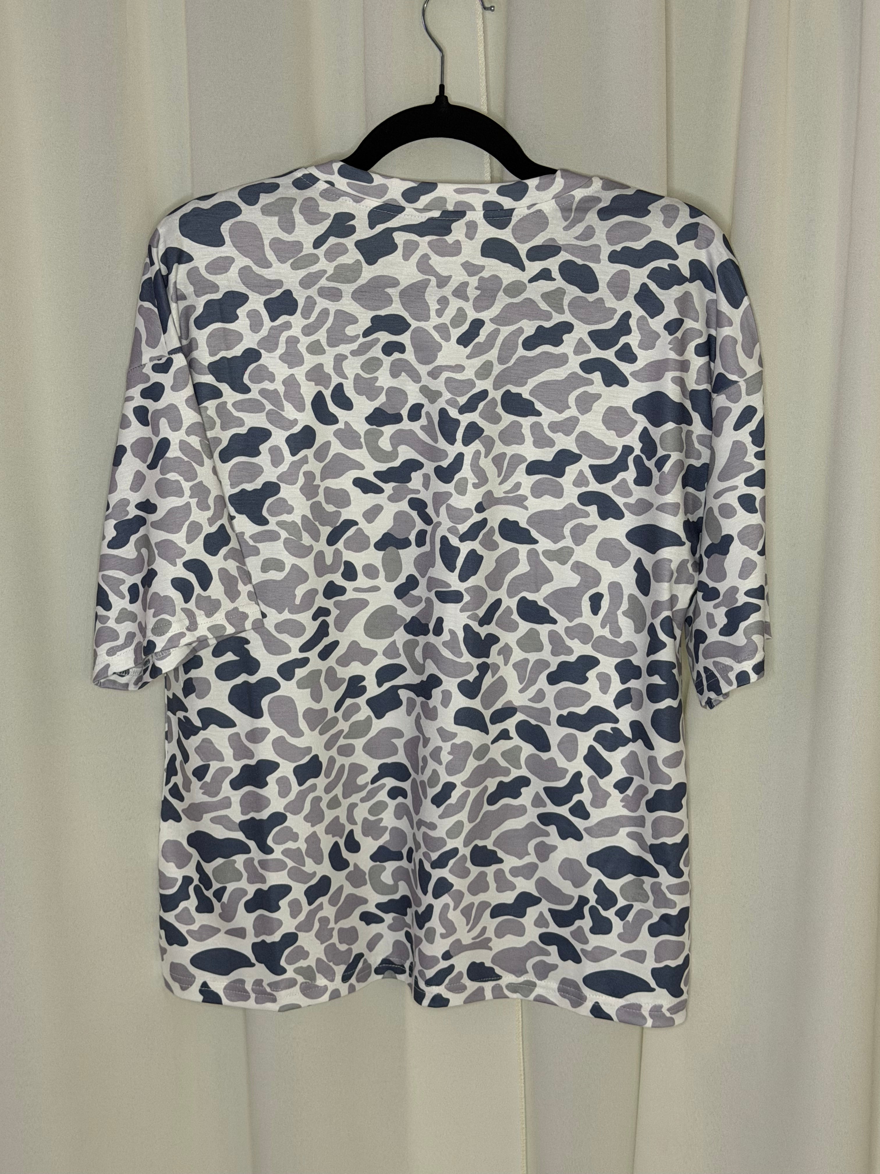 Camouflage V Neck Pocket Tee