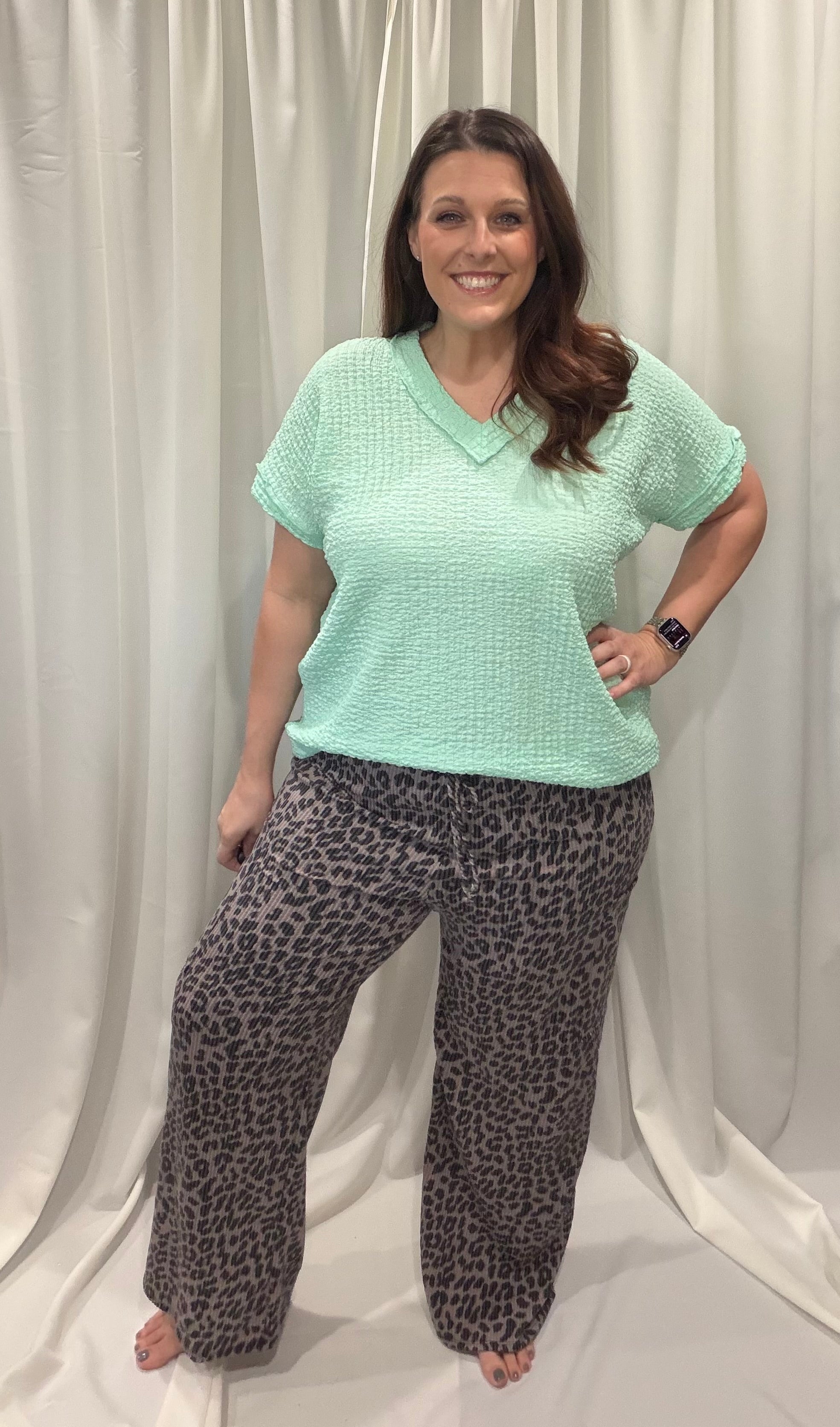 Animal Print Ribbed Pants
