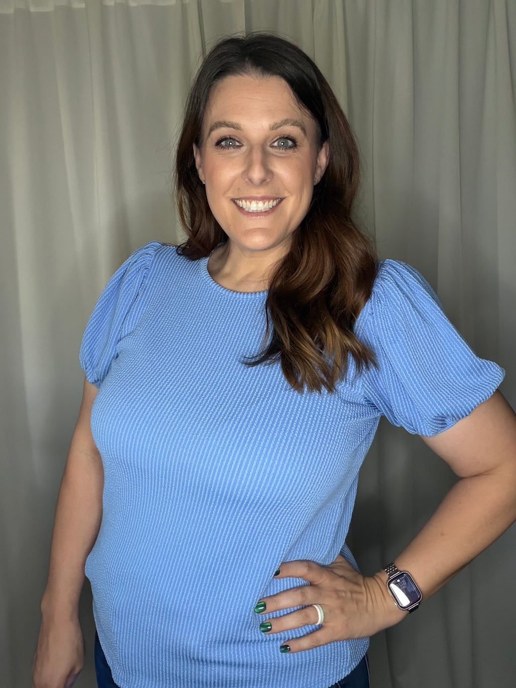 Ribbed Puff Sleeve Shirt