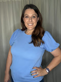 Ribbed Puff Sleeve Shirt