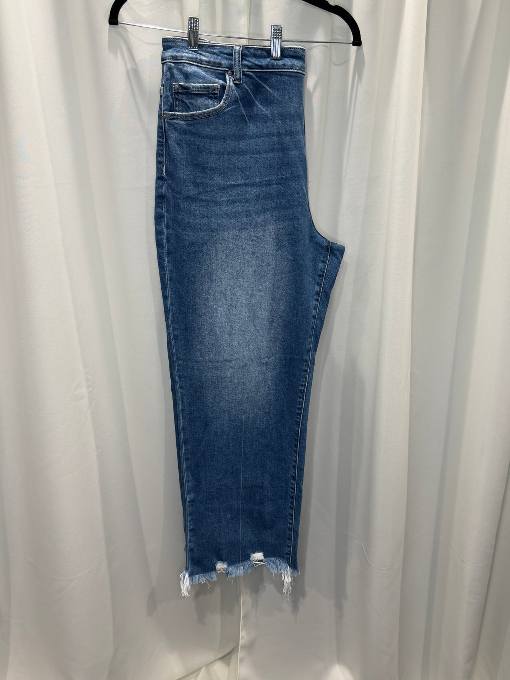 Distressed Hem Denim Pants-Plus Size