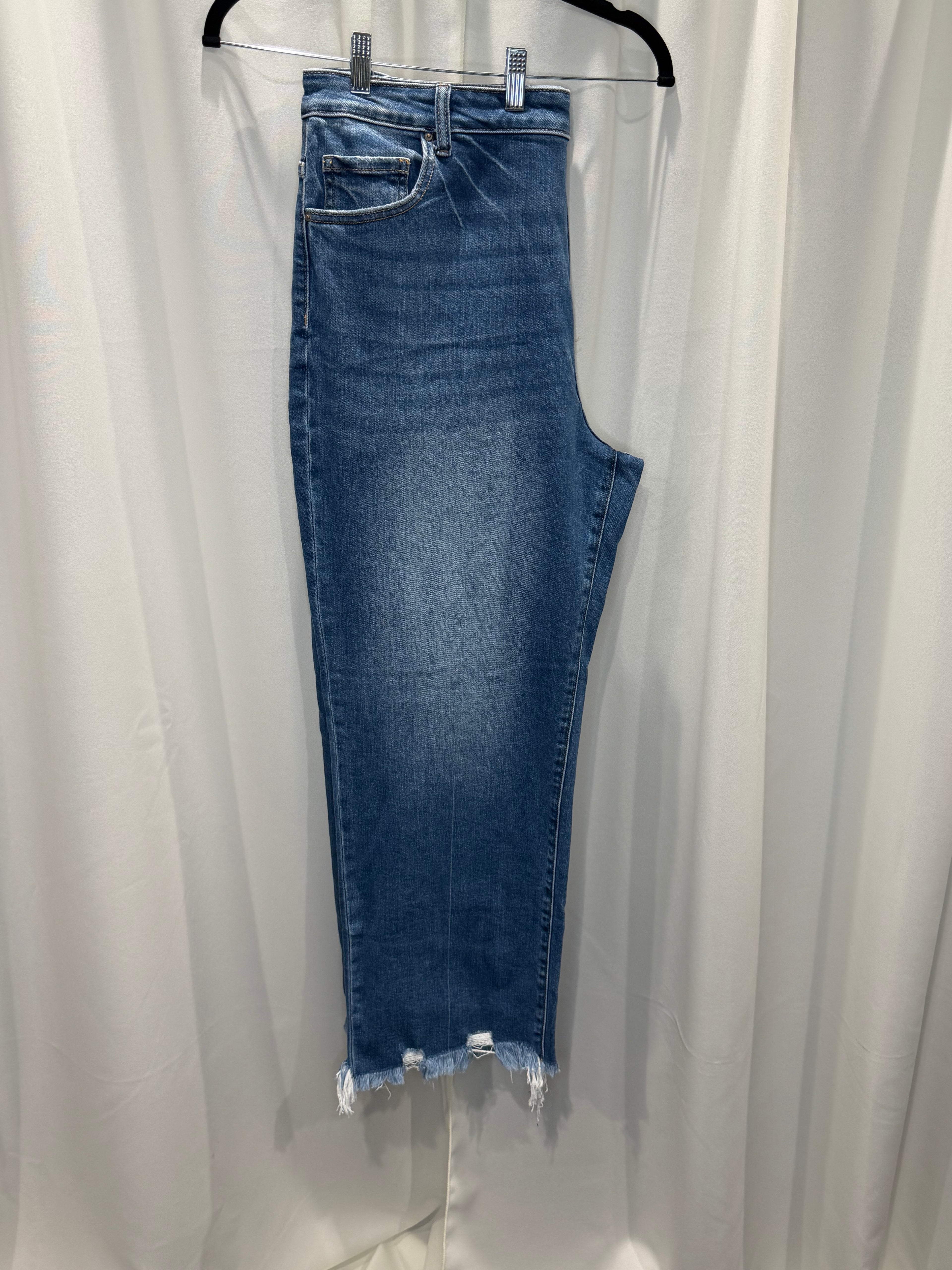 Distressed Hem Denim Pants-Plus Size