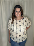 Bow Print Short Sleeve Top