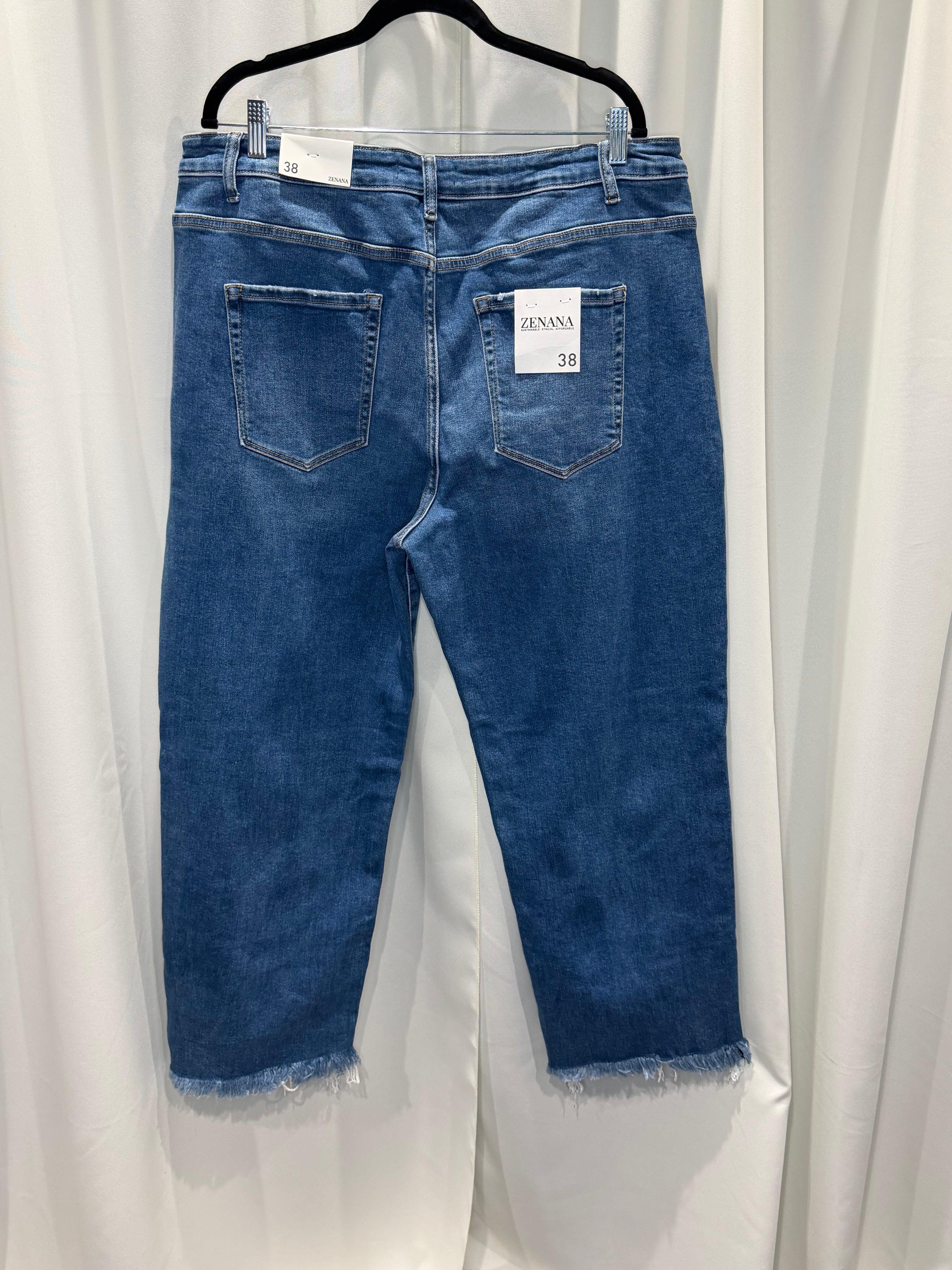 Distressed Hem Denim Pants-Plus Size