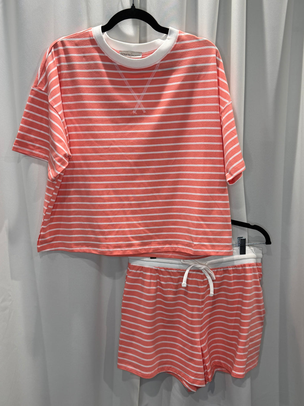 Zenana Striped Short Set
