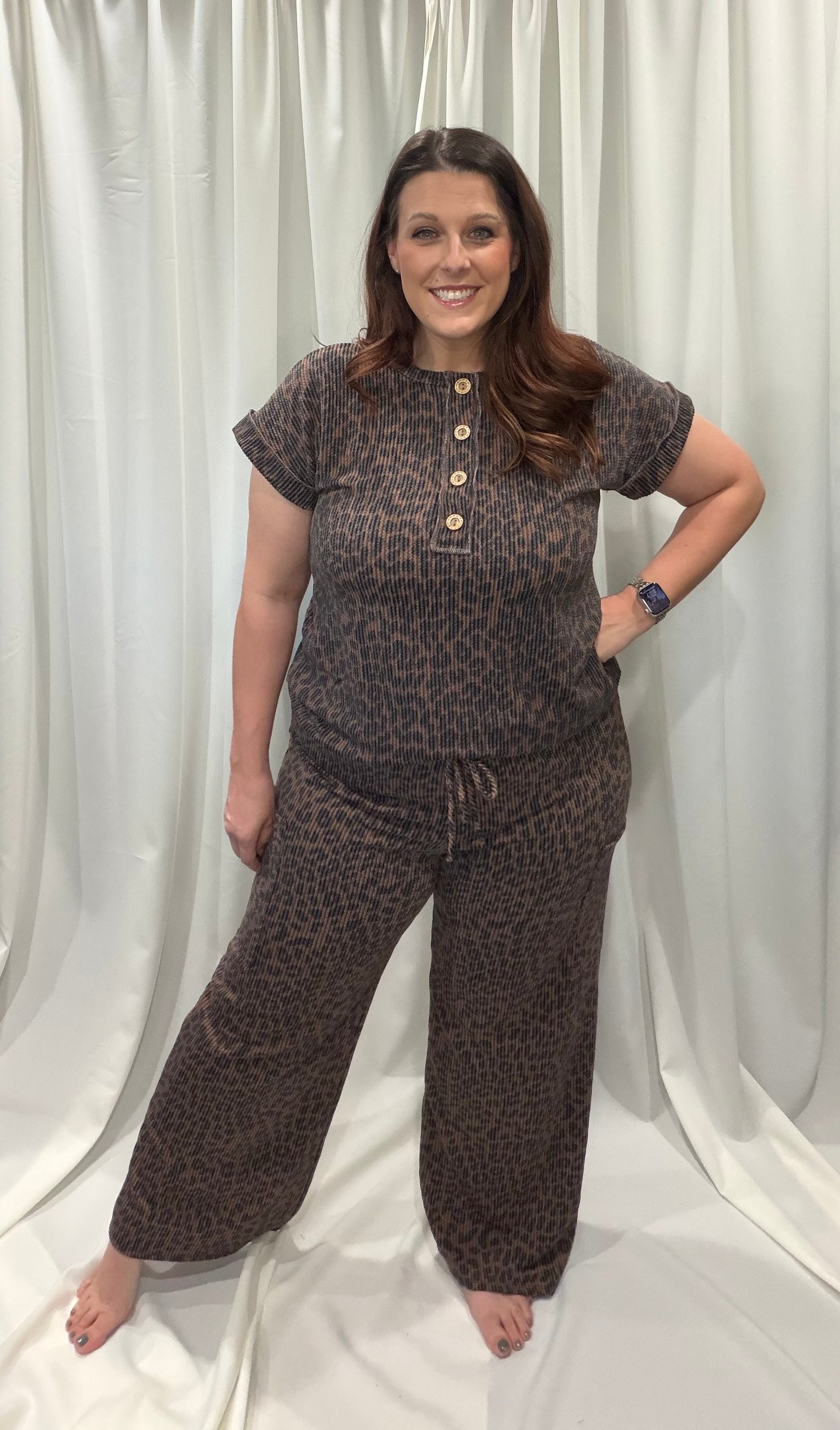 Animal Print Ribbed Pants Plus Size