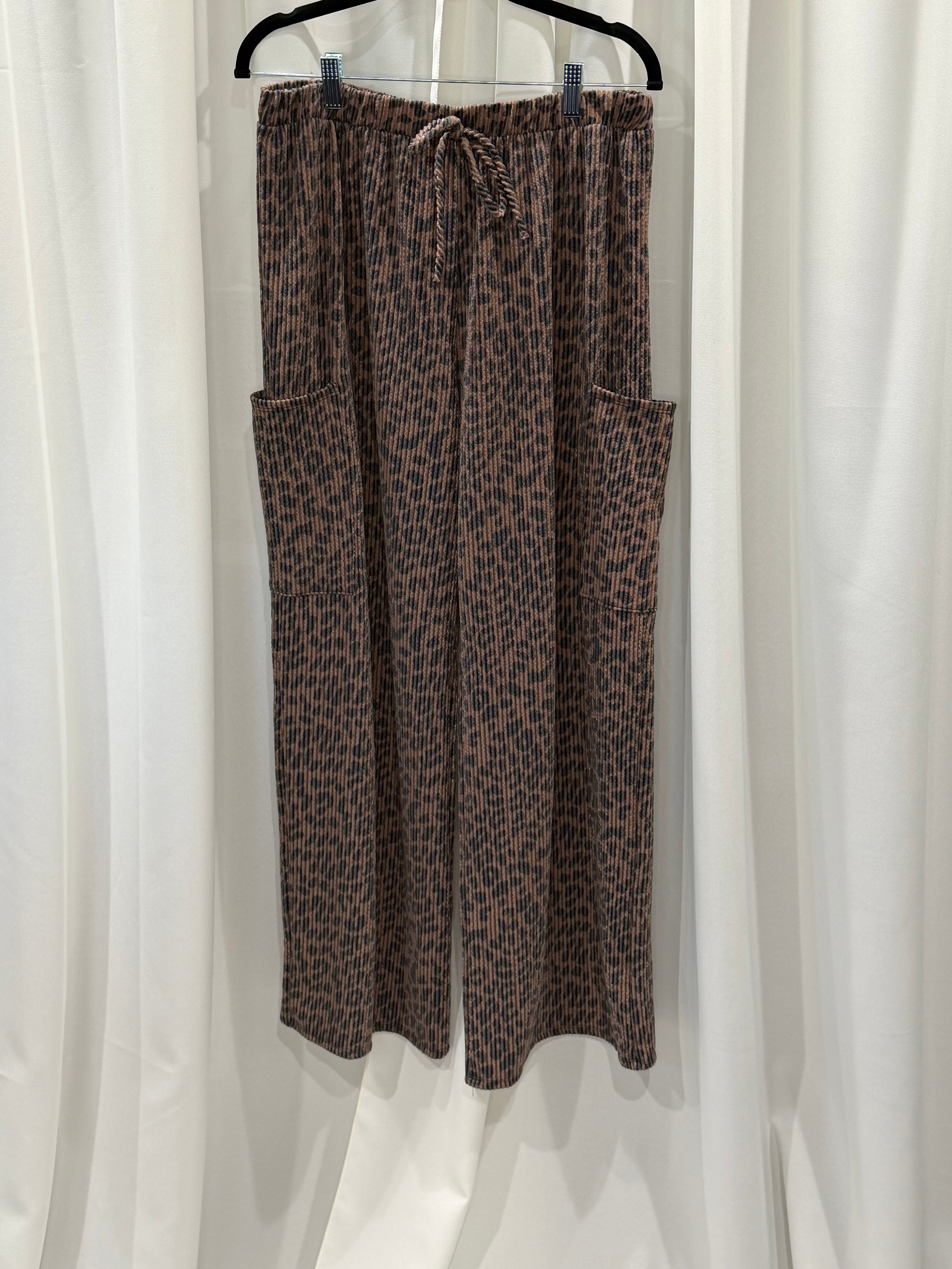 Animal Print Ribbed Pants Plus Size