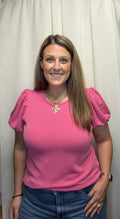 Puff Sleeve Ribbed Top