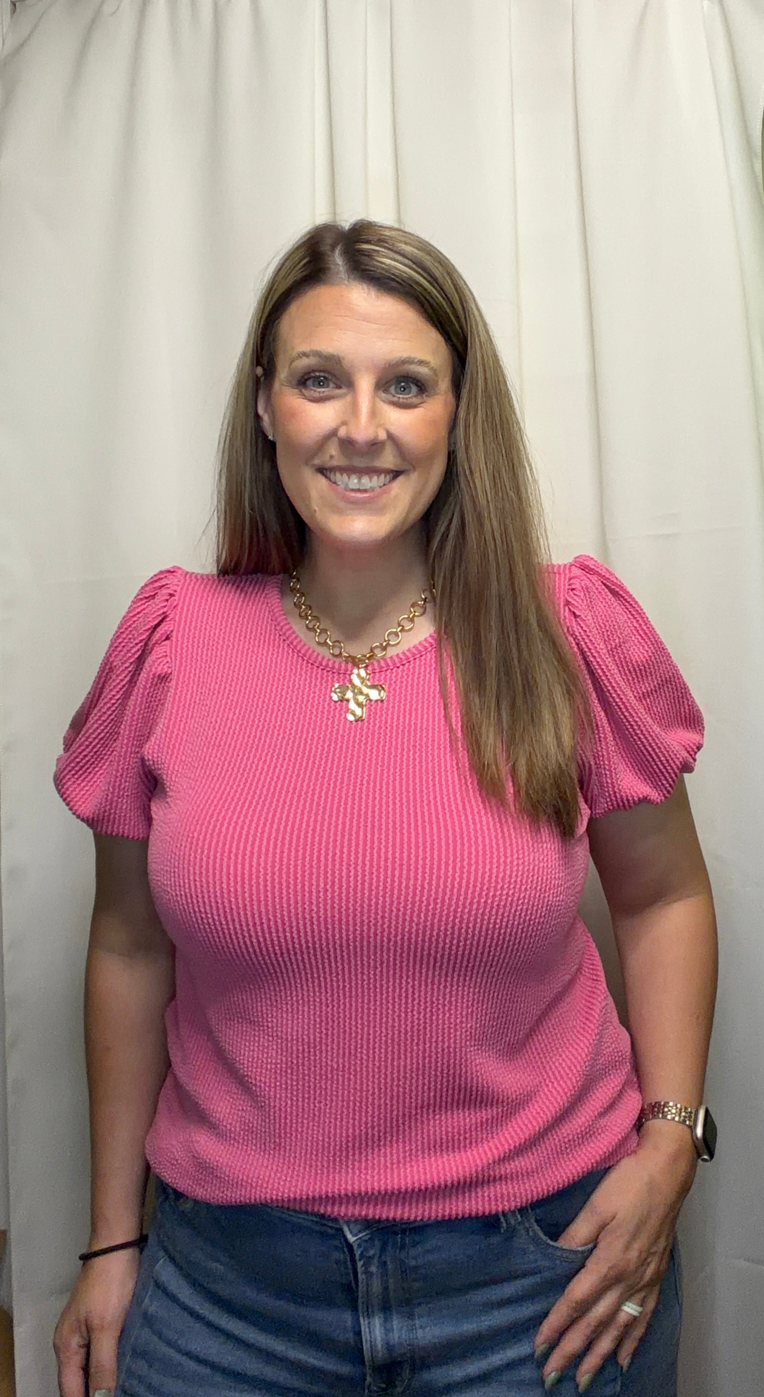 Puff Sleeve Ribbed Top