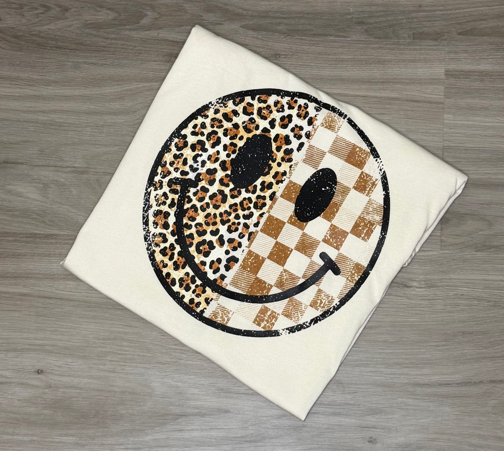Leopard/Checkered Smiley Tshirt