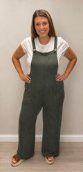 Solid Ribbed Overalls