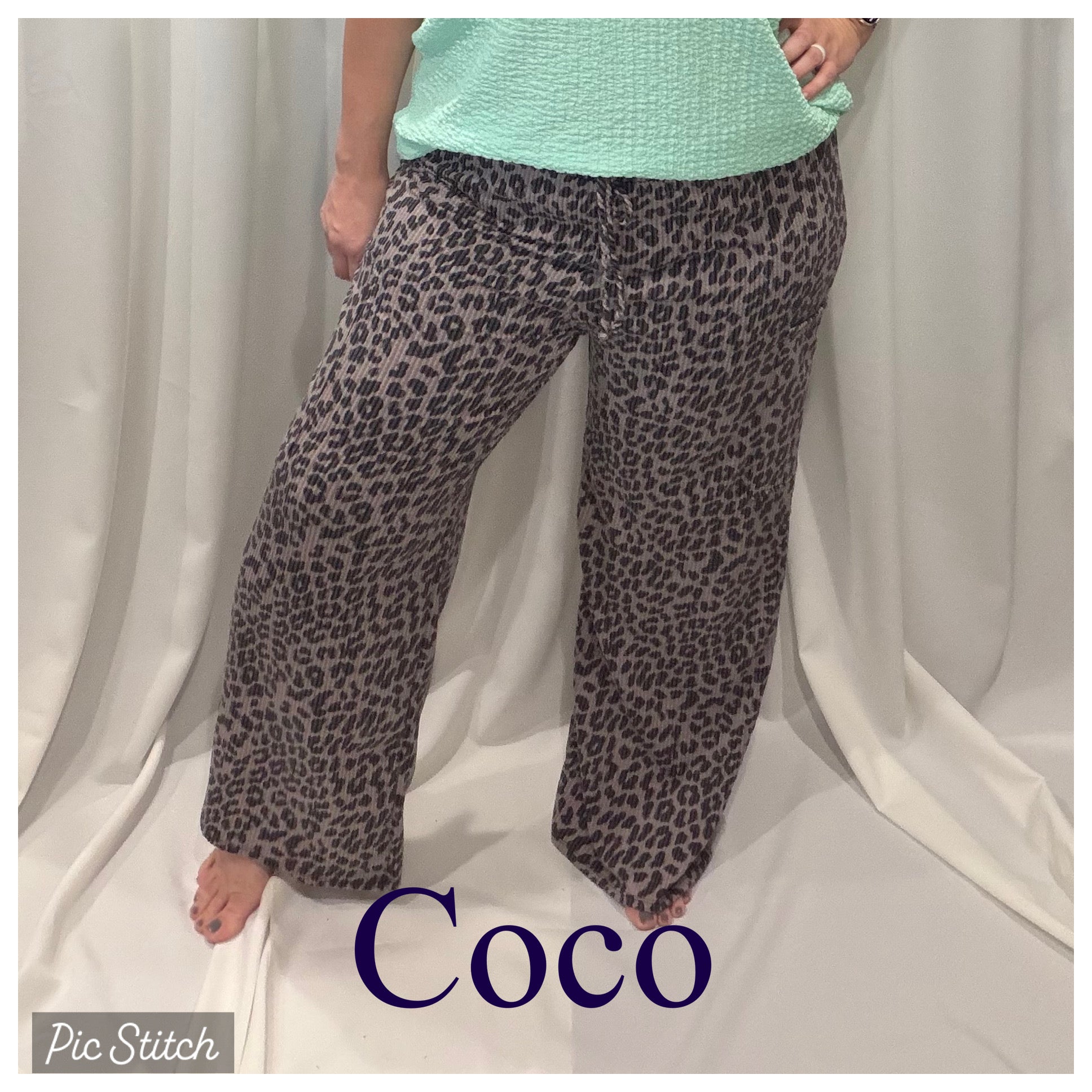 Animal Print Ribbed Pants