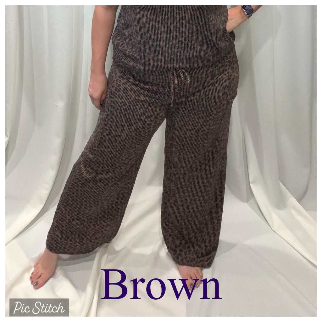 Animal Print Ribbed Pants
